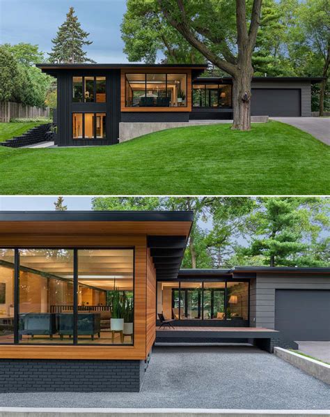 metal facades material mid century houses|mid century modern house remodel.